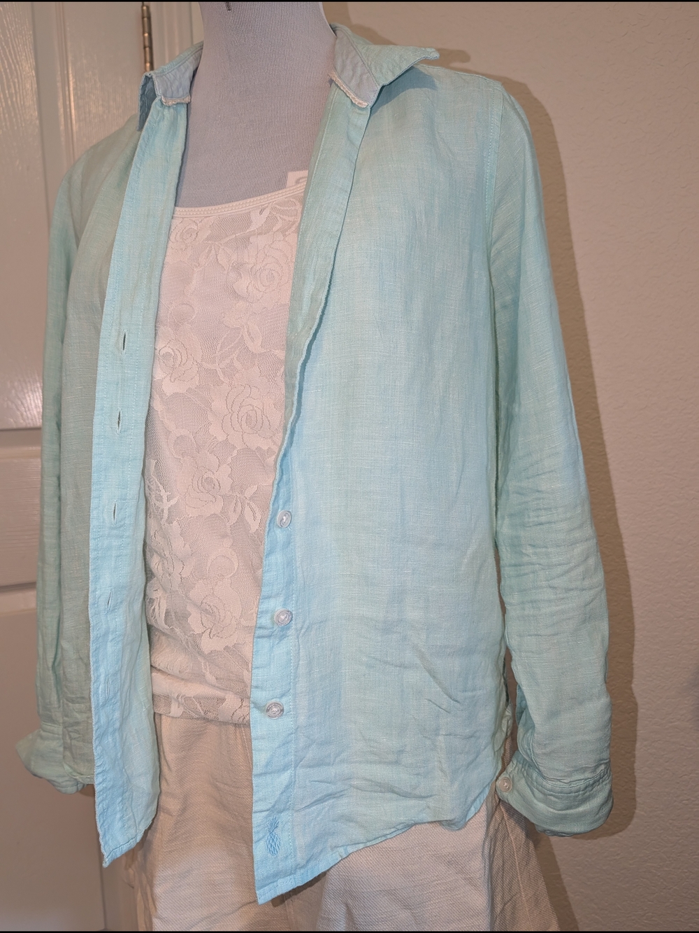 Tommy Bahama Light Blue Linen Button Down